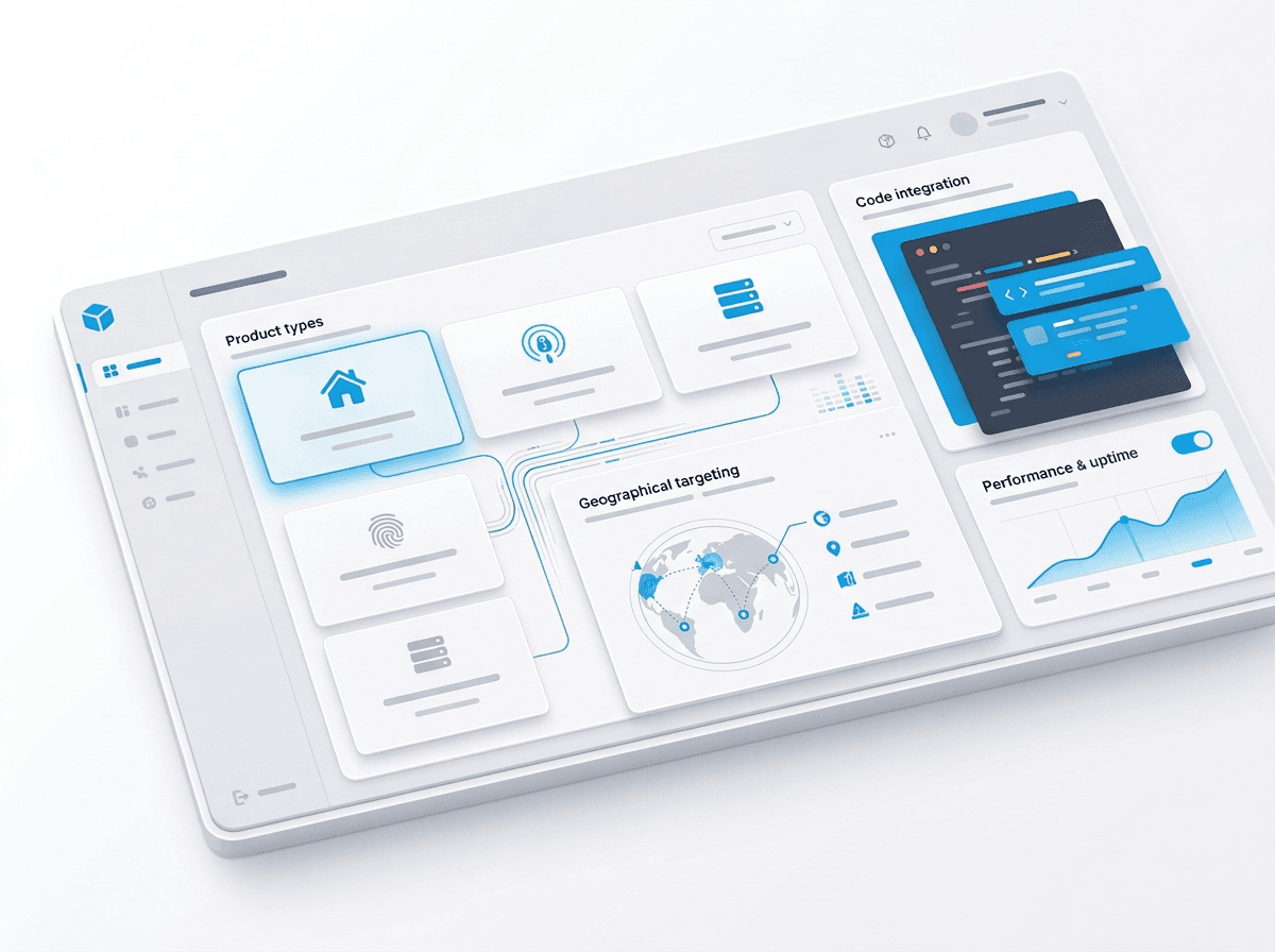 TrueProxies platform overview — 50M+ residential IPs, proxy products, code integration