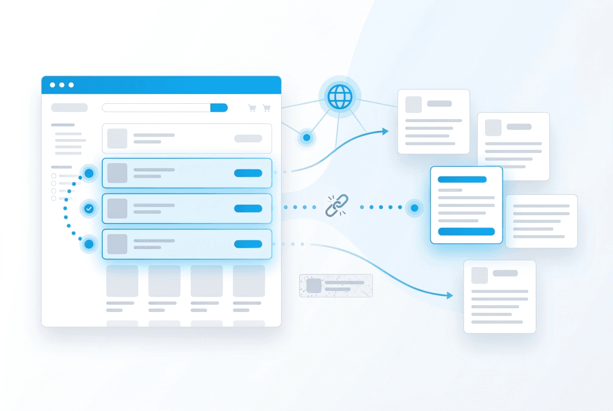 Web scraping proxy hero image showing residential requests moving through pages without blocks