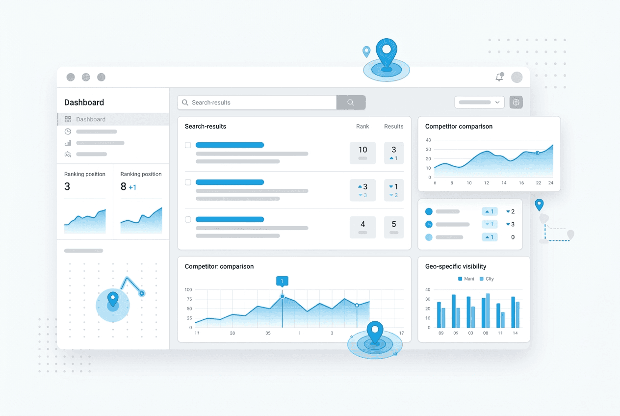 SEO monitoring proxy hero image showing tracked rankings and localized search visibility